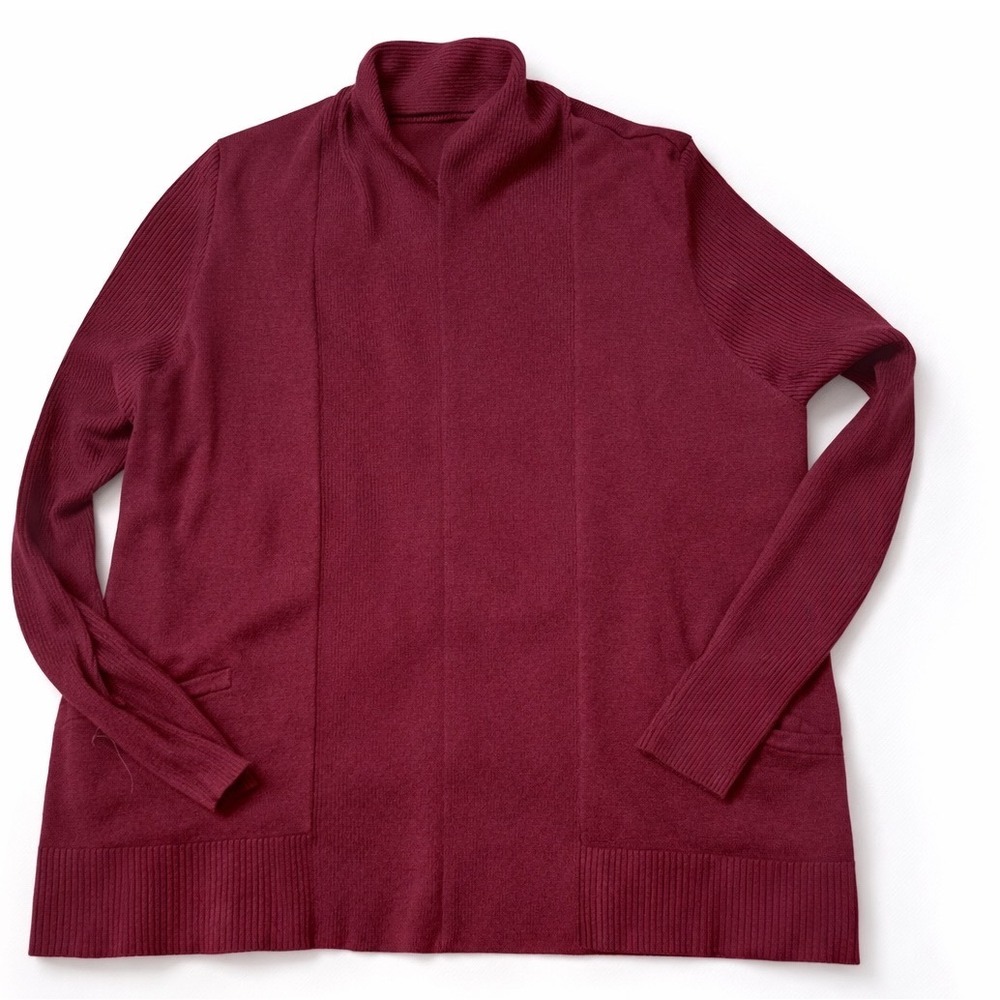 Verve Ami Womens Burgundy Open Front Cardigan Sweater Pockets‎ Maroon Size S